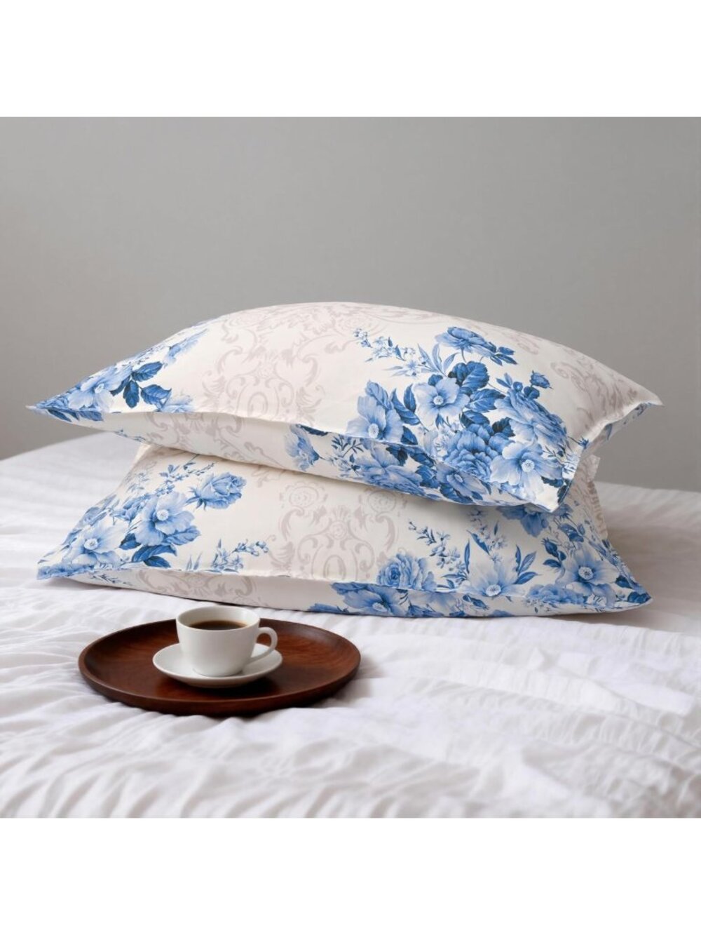 100% French Linen Pillow Cases, Floral Print, Soft Vintage Shams, 20x36 inches